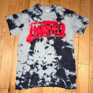 Marvel Red and Black Tie-Dye Short Sleeve Tee